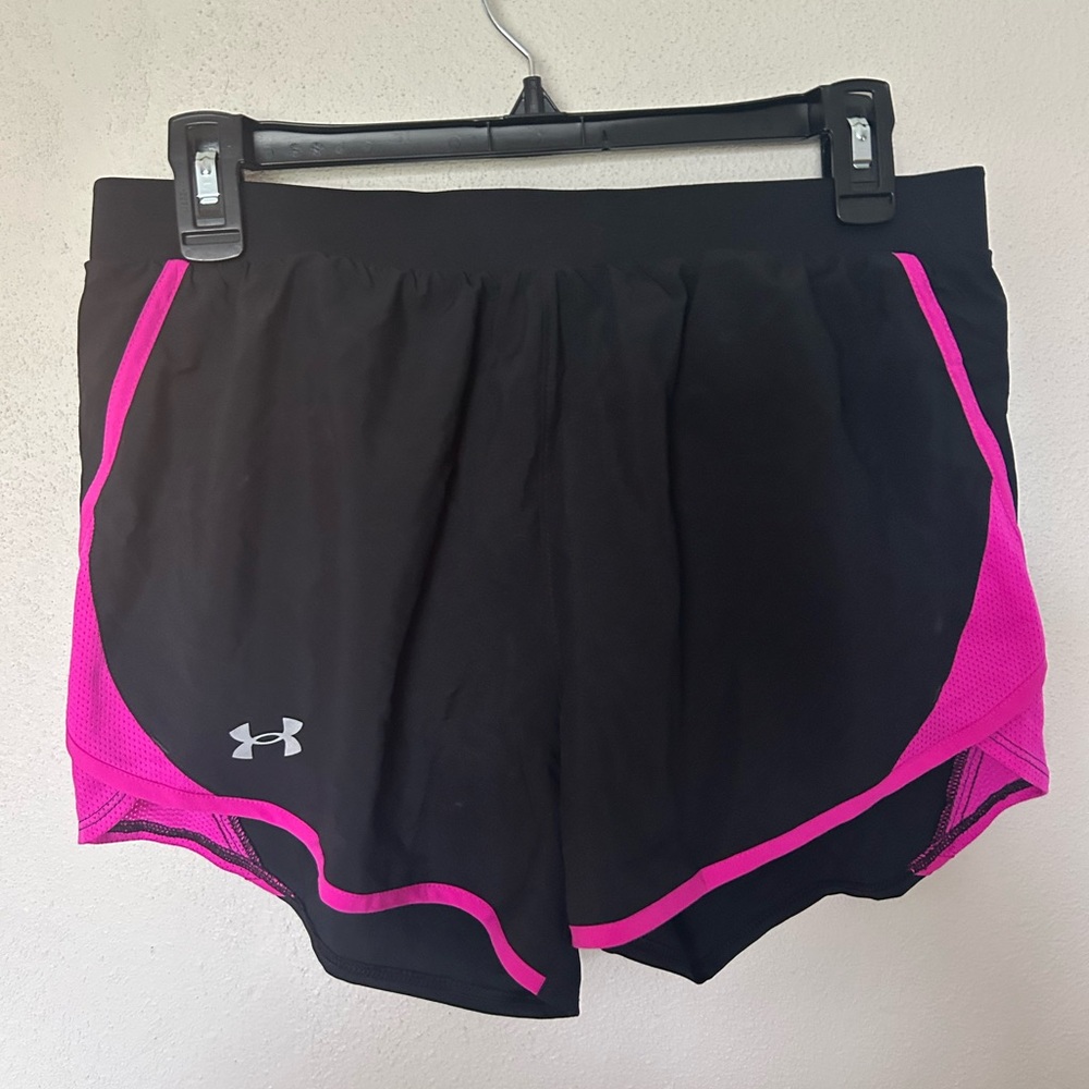 Under Armour Women's Black and Pink Shorts